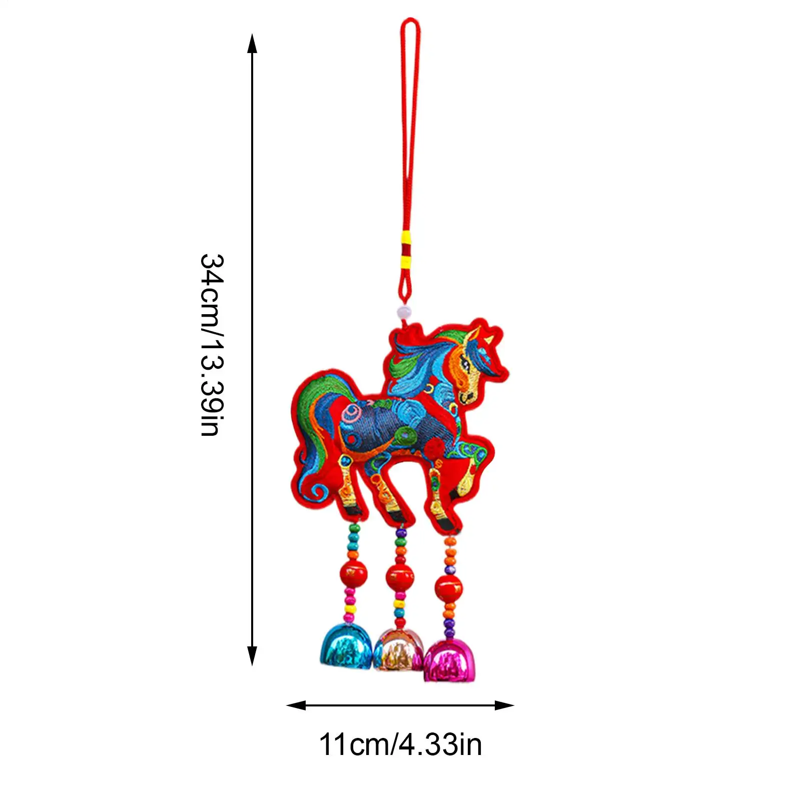 Year Of The Horse Car Pendant With Tassel And Bell Portable Embroidered Charm Chinese New Year Decor For Bags Shop Window Home view 6