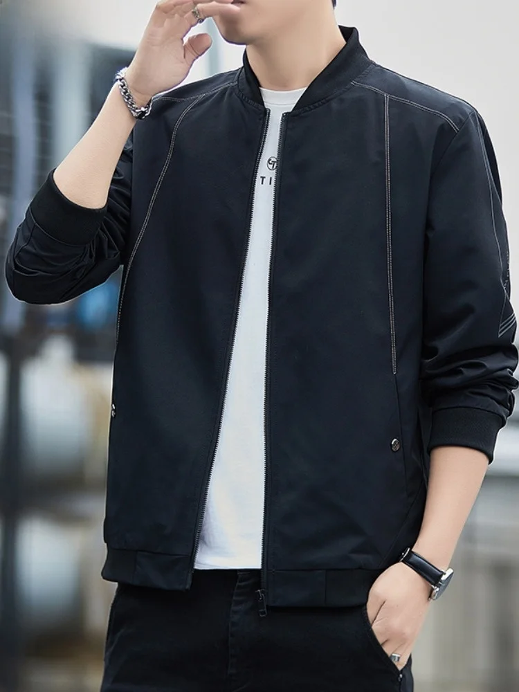 

Мужская повседневная куртка-жакет Paul с воротником-стойкой, однотонная, весна-осень, модная, приталенная, из полиэфирного волокна