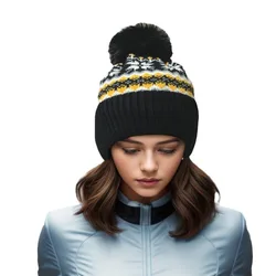 Hot Hairball Winter Cashmere Warm Windproof Woolen Hat Fashion Christmas Snowflake Warm Knit Hat Wool Thickened Cold Hat