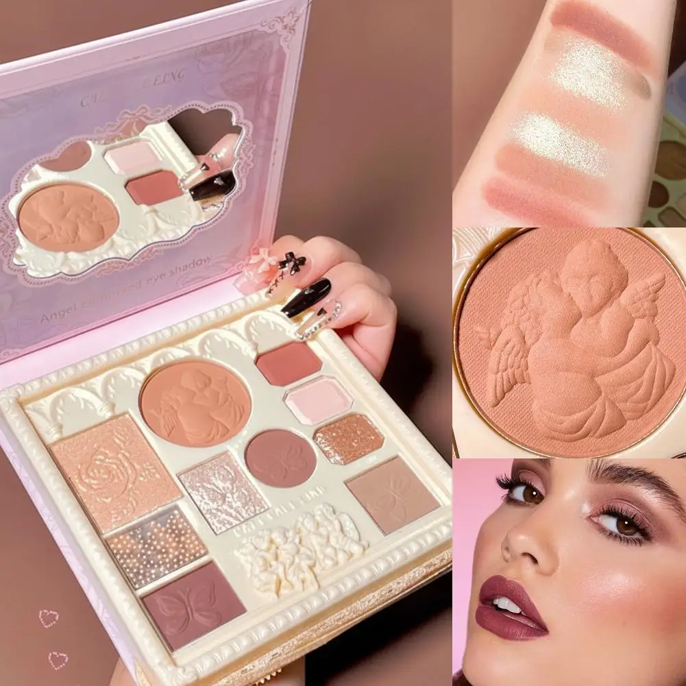 Angelo In Rilievo Ombretto Tavolozze di Ombretti Lucido Impermeabile Blush Fissaggio Gloss Piastra Ombra Piastra Trucco Occhi Vassoio Lucido W4U2