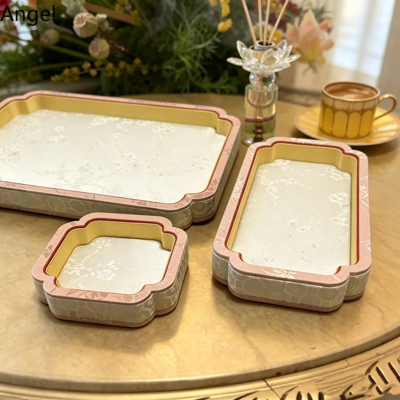 Silk Brocade Jewelry Display Tray, Eid Gift Viewing Plate for Necklace Bracelet Beads, Luxury Counter Organizer for Shop
