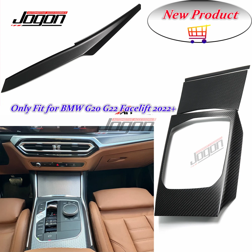 RHD&LHD For BMW 3 4 Series G20 G21 G22 Facelift 2022+ Carbon Fiber Car Gear Shift Panel Interior Central Control Dashboard Trim