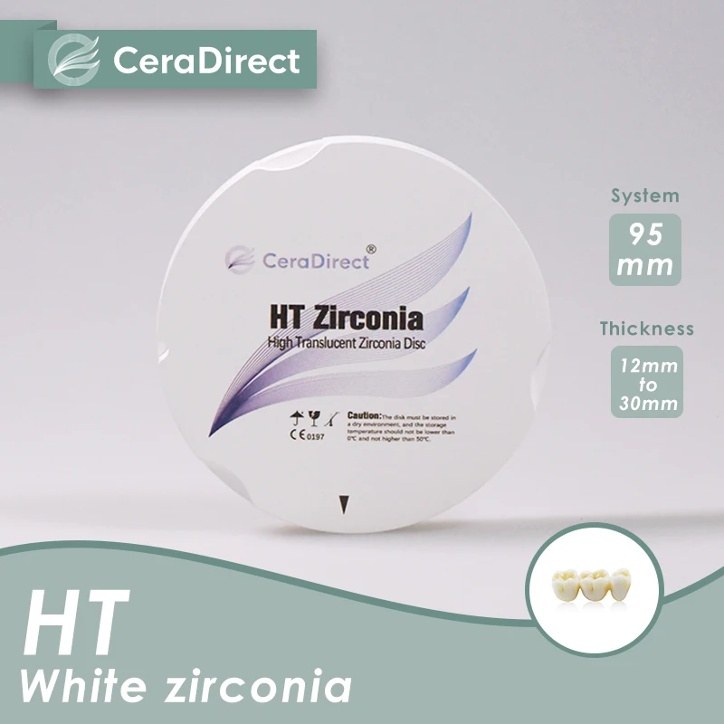 Ceradirect Dental Zirconia HT White for Zirkon Zahn System（95mm）for Dental Lab CAD/CAM