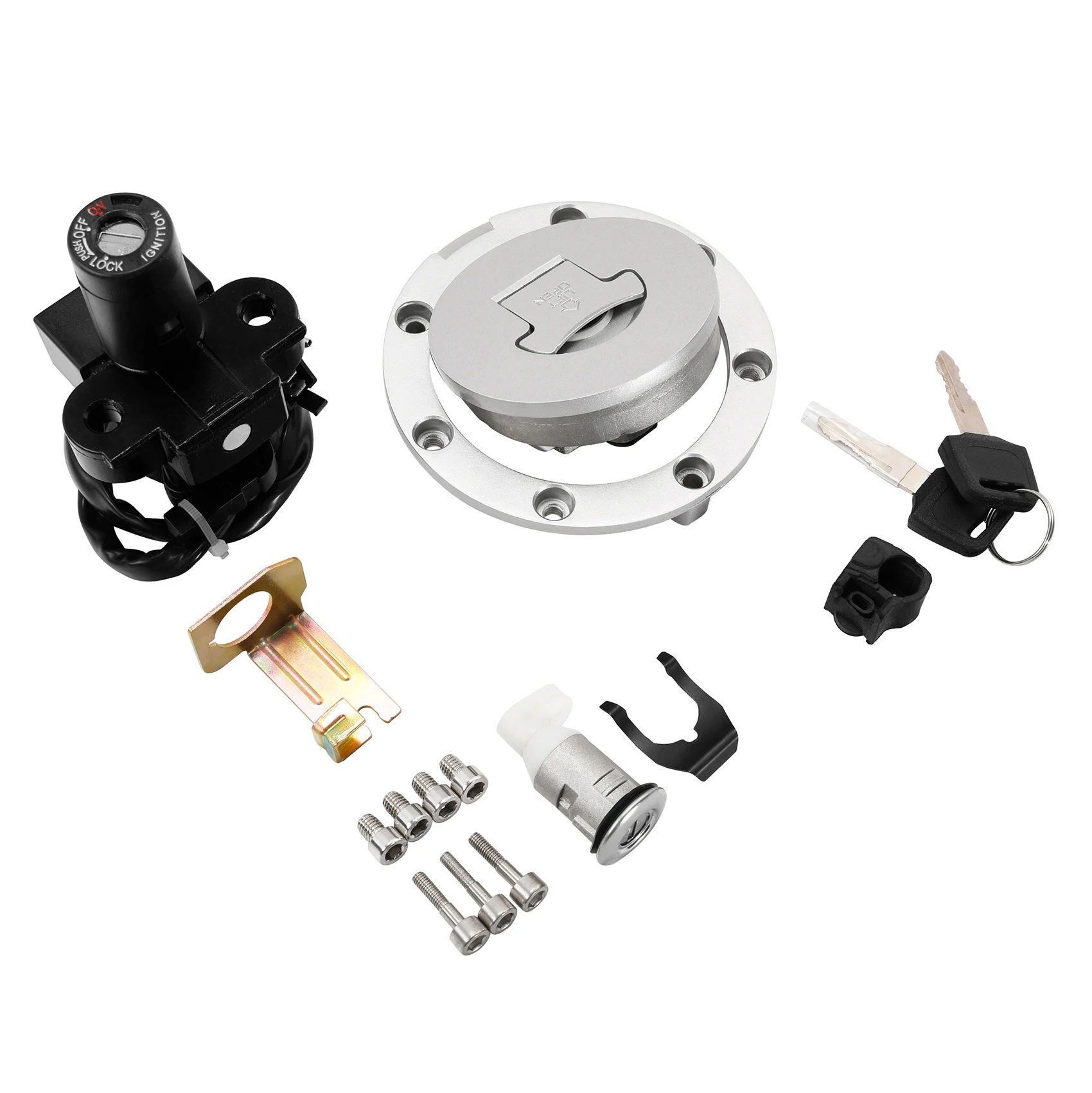 Motorcycle Fuel Gas Cap & Ignition Switch Lock Key Set For Honda CB400 1993-1998 1994 1995 1996 1997 Aluminum&plastic