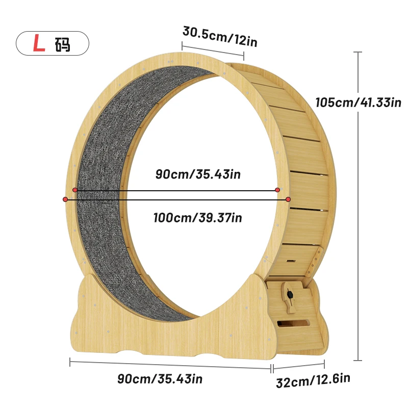 CATSOUL Cat Exercise Wheel Eco-Friendly Indoor Cat Running Wheel Interactive Toy No-Gap Design Wood Treadmill