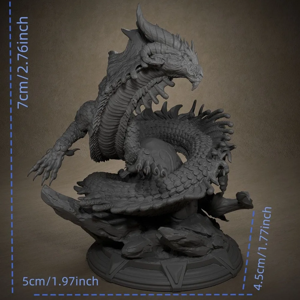 70mm East Loong Dragon God Beast DIY Coloring Fiurines Painting Miniatures Resin White Model Decoration Ctafts