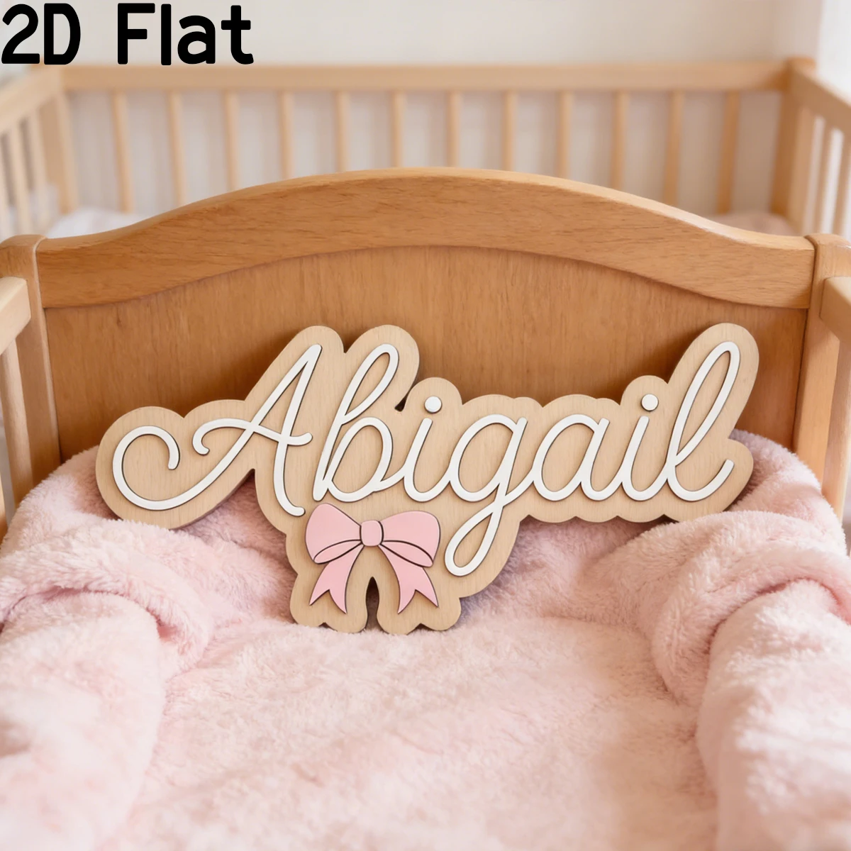 1Pc Custom Pink Bow Wooden Acrylic Name Plaque,Home Room Office Wall Door Decor,DIY Nursery Birthday Wedding Graduation Gift image 2