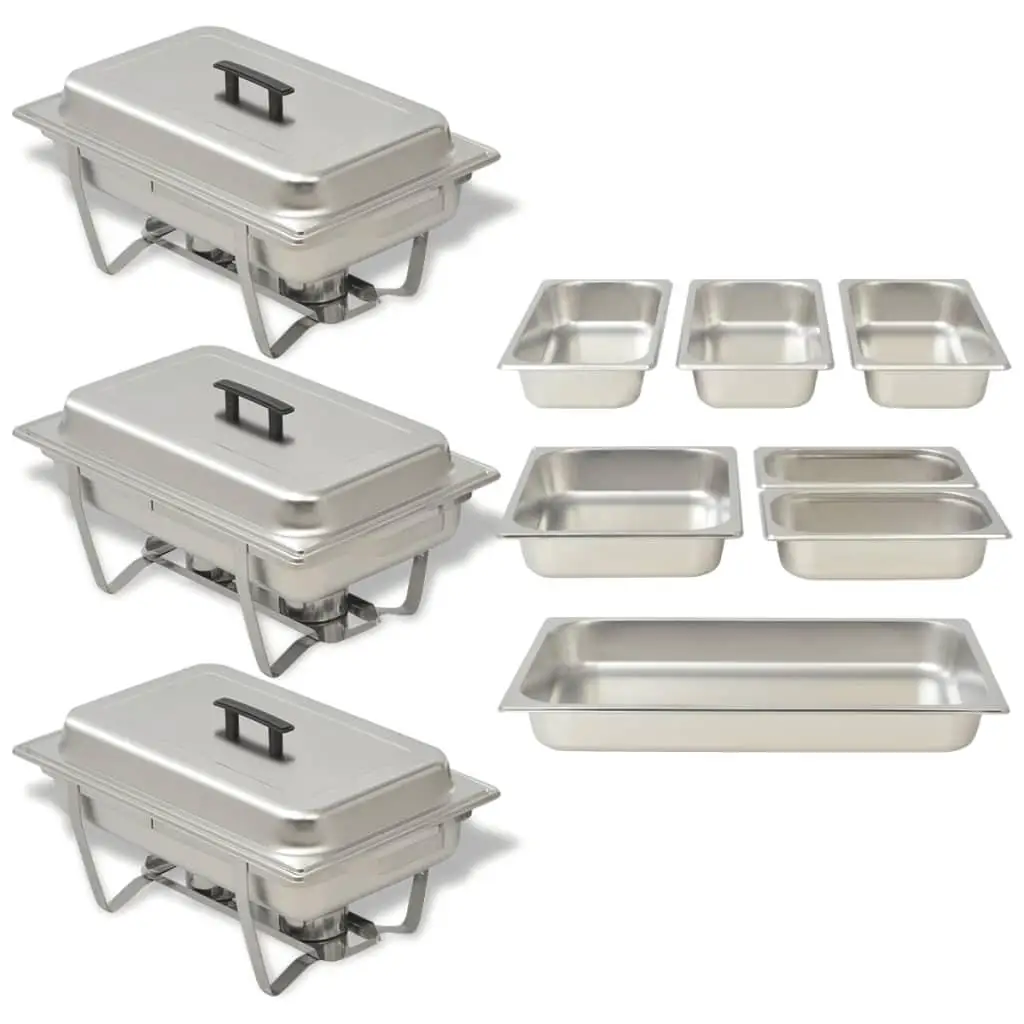 3-Piece Stainless Steel Chafing Dish Set - Buffet Warmer for Parties & Events