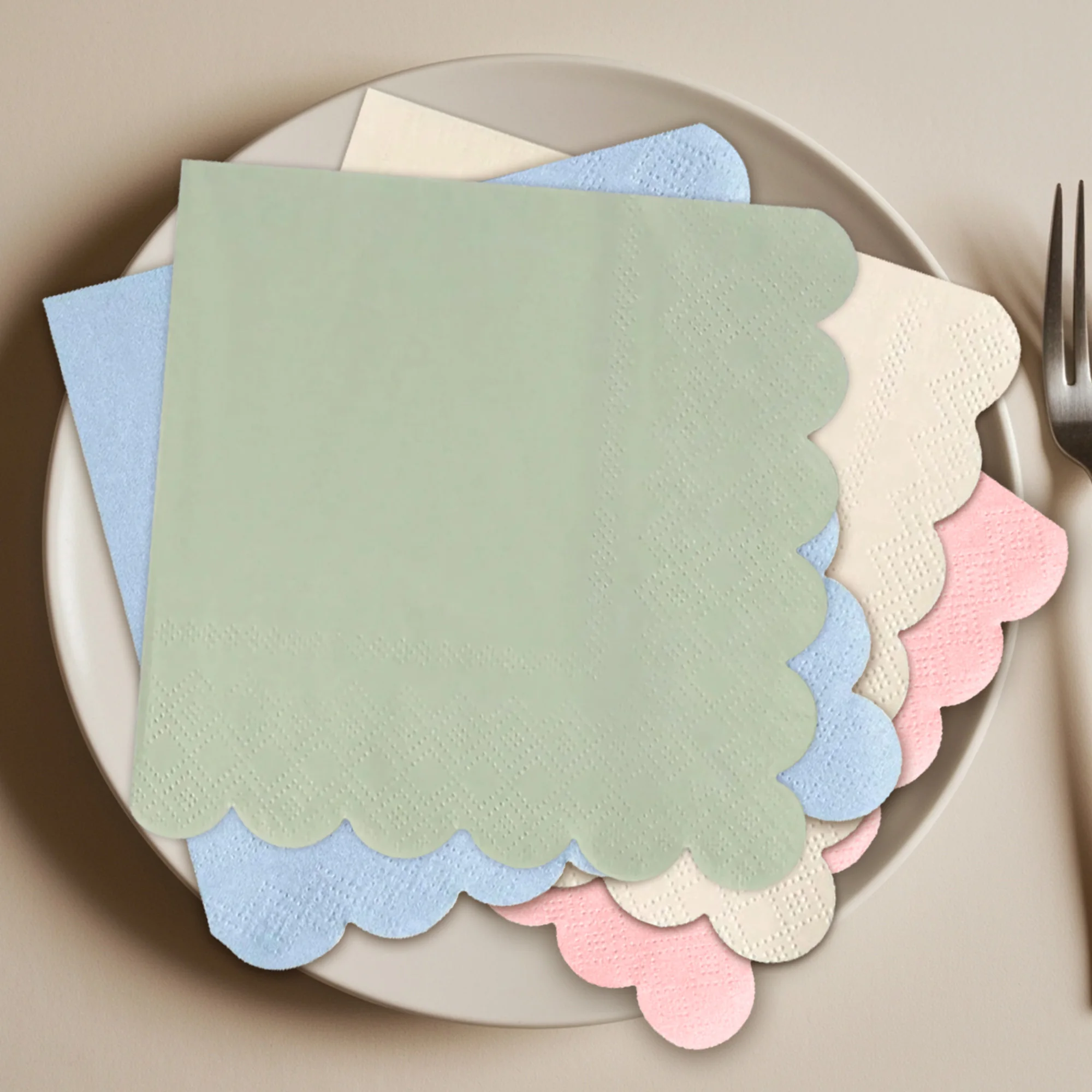 Gewellte Salbei-Papierservietten, Cocktailservietten, Einwegservietten für Hochzeit, Party, Babyparty, Geburtstag, Jahrestag, Deko – Detail 5