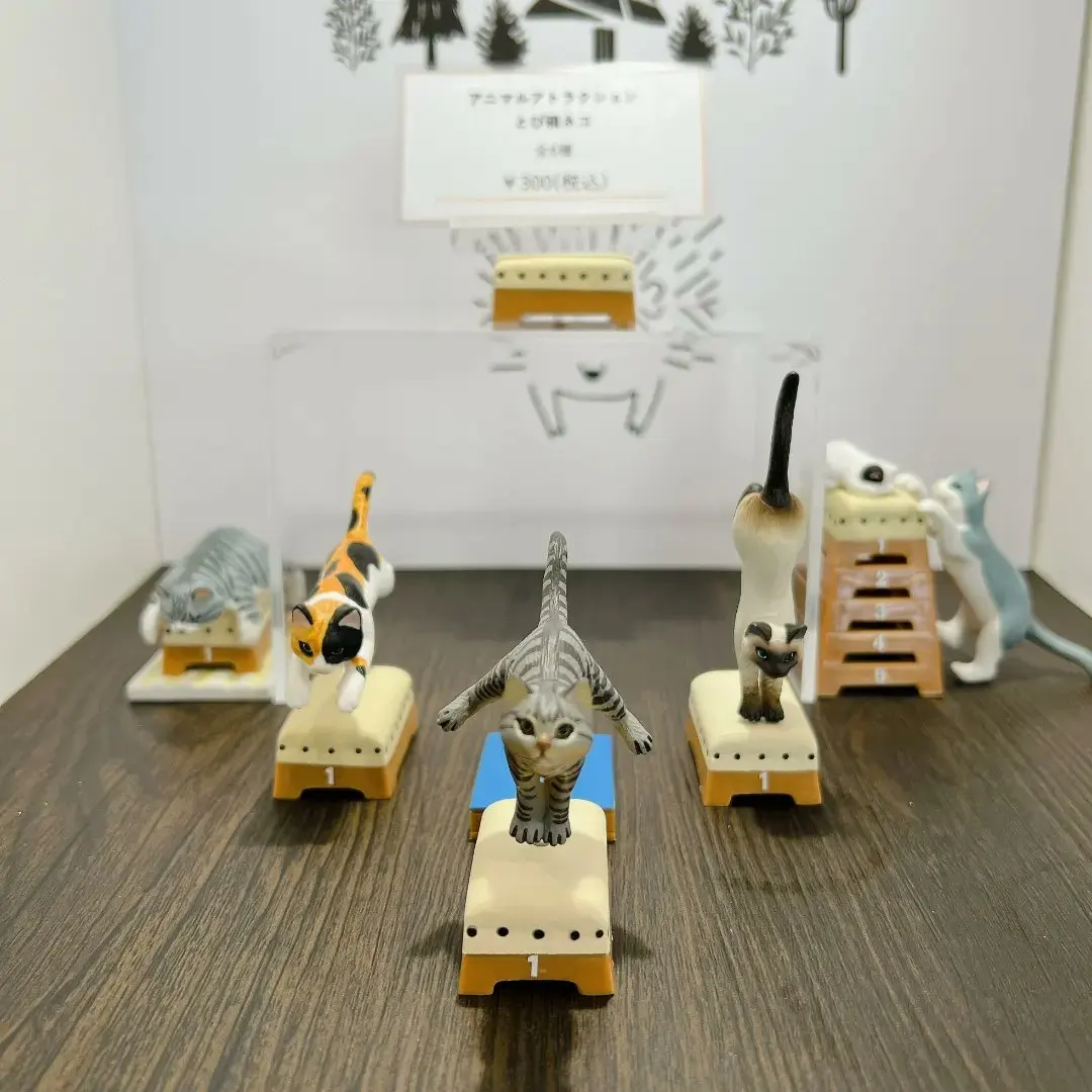 Stasto stand stone capsule toys Animal Attraction Jumping Box Cat new colors cute Sabatara tabby Siames calico cat figures