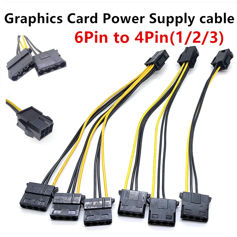 

1pcs 6pin Female Graphics Card GPU To Molex IDE Dual 2 X 4pin Female To Power Supply Cable PCIe PCI-e 6 Pin Male To 4pin Female