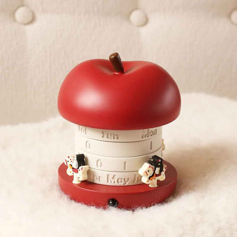 Apple-shaped Wheel Perpetual Calendar Large Rotating Desk Calendar Desktop Ornaments Desk Calendar Perpetual Countdown Crafts