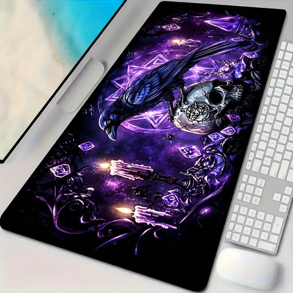 Purple runes and raven skull Mouse Pad Large Computer Office Game Table Mats Rubber Anti-slip XXL Mouse Mat HDP Long Desk Pads