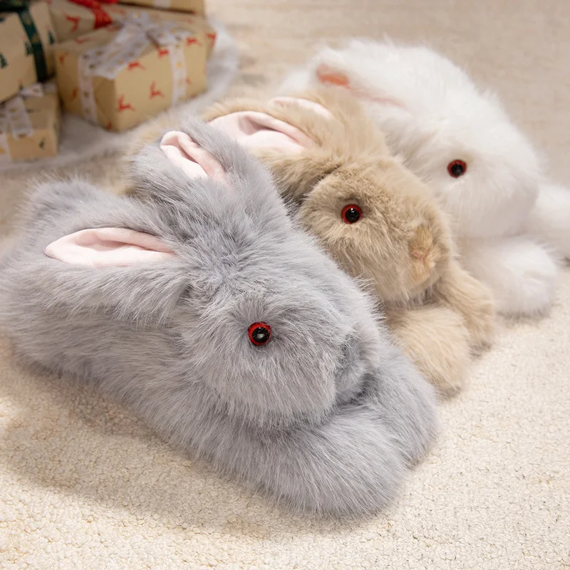 

45cm Furry Angora Rabbit Plush Doll Long Haired Red Eyes Plush Toy Soft Stuffed Animal Sleep Mate Child Birthday Gift