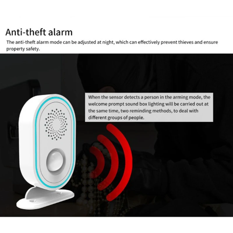 Welcome Doorbell Alarm Intelligent Greeting Traffic Statistics APP Wifi Alarm System Smart Home Security System Camping