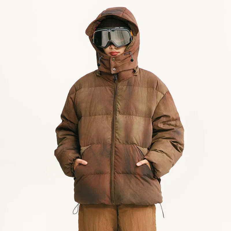 Washed retro down jacket washed fabric can be decapped to deconstruct outdoor three prevention