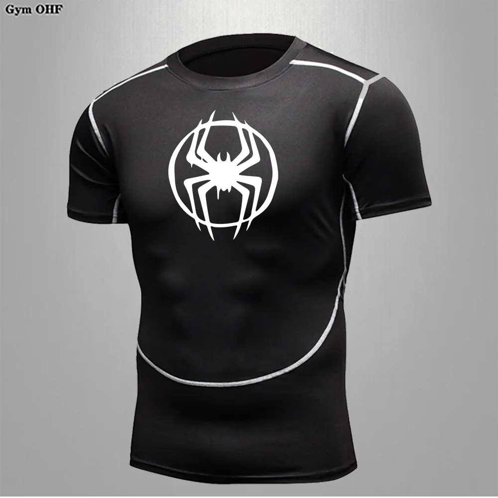 T Shirts Mens Running T Shirt Hero Print Long Sleeve  Compression Shirt Gym Jogging Training Sport Tights Tops Tee Jerseys