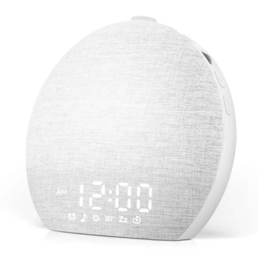 

Sunrise Alarm Clock Noise Sound Machine for Bedroom Natural Wake-Up Light with 30 Soothing Sleep Aids, Bluetooth Speaker, Dimma