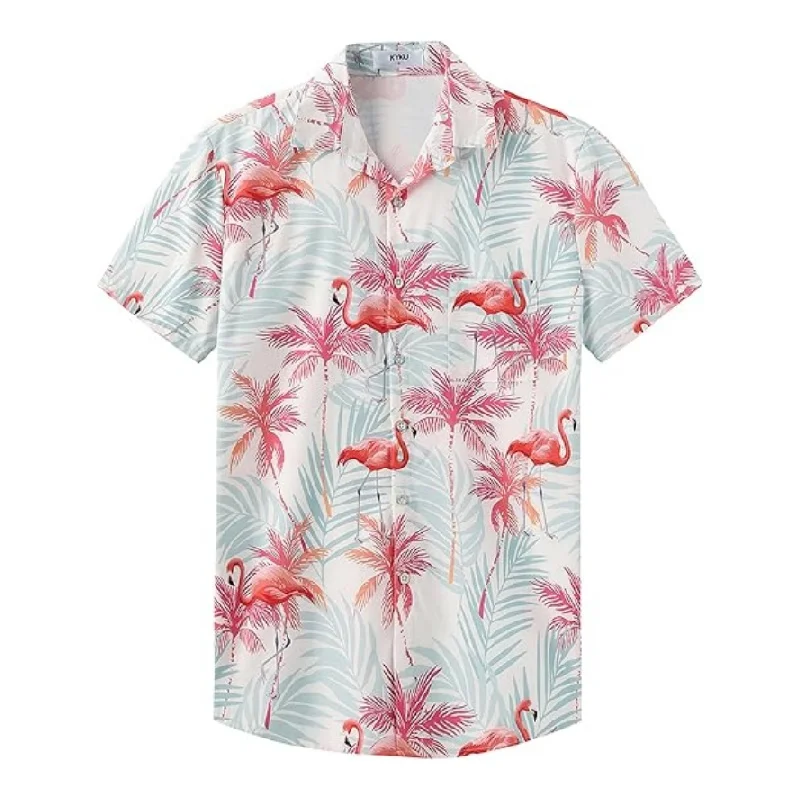 Men's Hawaiian shirt: casual summer button up short sleeved beachwear