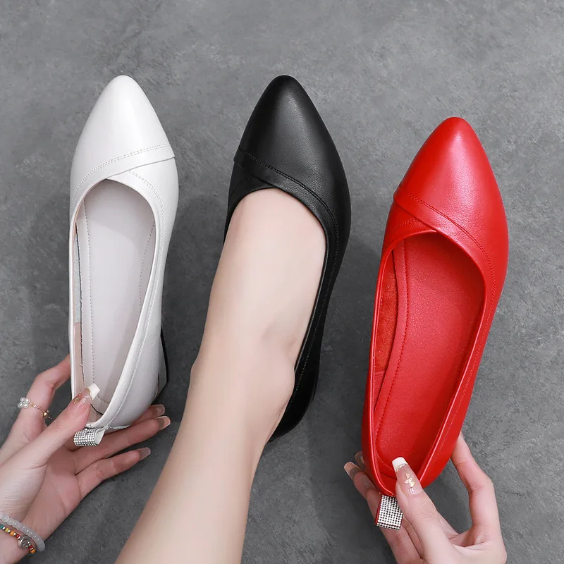 GKTINOO Genuine Leather Pumps Comfort Office Lady Shoes Female 2024 Spring Autumn Pointed Toe Low Heel Soft Women\'s Work Shoes