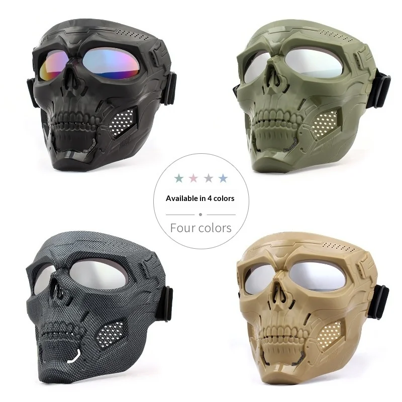 

Skull Motorcycle Adult Full Face Mask With Protective Goggles Breathable Anti Fog For Off Road Riding Tactical Decoration Riding