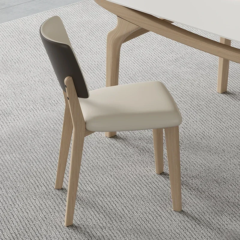 

-Cream Style Solid Wood Dining Chair, Minimalist Modern Designer, Backrest Chair, Soft Bag, Leisure Chair, Home Use