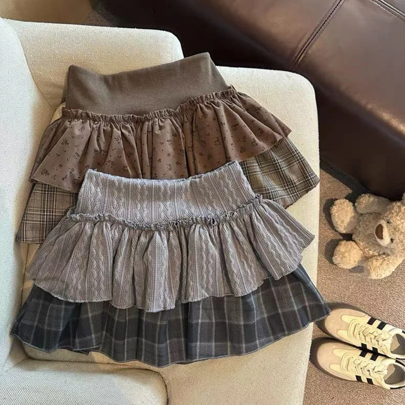 

Plaid Patchwork Tutu Skirt Women Y2K High Waist Streetwear All Match Mini Skirts Korean Sexy Hot Girl Kawaii Folds Skirts New