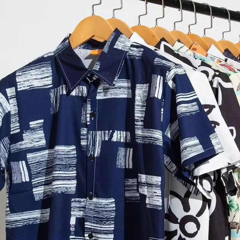

Men's Summer Regular Fit Short Sleeve Ice Silk Loose Outerwear Casual Shirt Asymmetrical Print Open Cardigan Polyester Fiber
