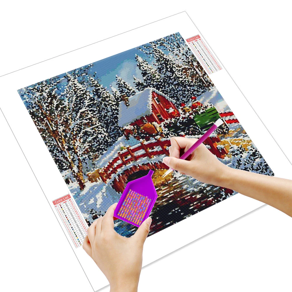 HUACAN 1 قطعة الماس اللوحة الشتاء الثلوج جسر الحصان عربة مشهد قماش 5D DIY الماس التطريز أطقم حجر الراين Craft بها بنفسك الحرفية #2