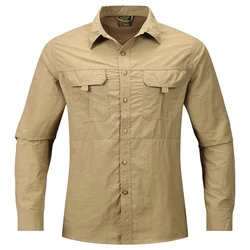 Spring Autumn Men Casual Long Sleeve Cargo Shirts Man Multi Pocket Breathable Outdoor Shirt Male Fish Beach Jogger Safari Shirts