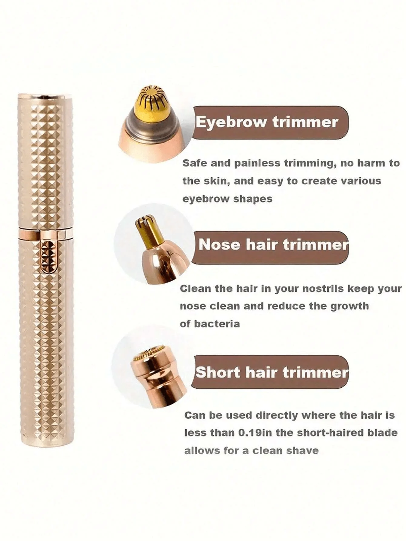 

1pc Women's 3-In-1 Lipstick Shaped Shaver Hair Removal Eyebrow Trimmer USB Rechargeable Full Body Epilator For Women Facial Eye