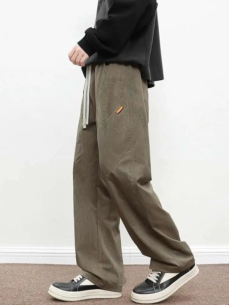 8XL حجم كبير 2025 الربيع الصيف الرجال Sweatpants الكورية موضة واسعة الساق السراويل الفضفاضة 7XL 6XL فضفاض مستقيم بنطلون الذكور