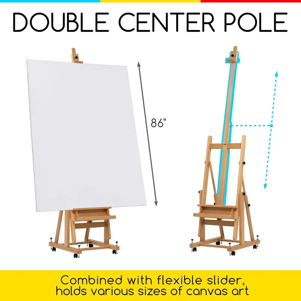 حامل استوديو خشب الزان الصلب الاحترافي - حامل رسم فني بإطار H عالي التحمل من MEEDEN مع 4 تعديلات #4