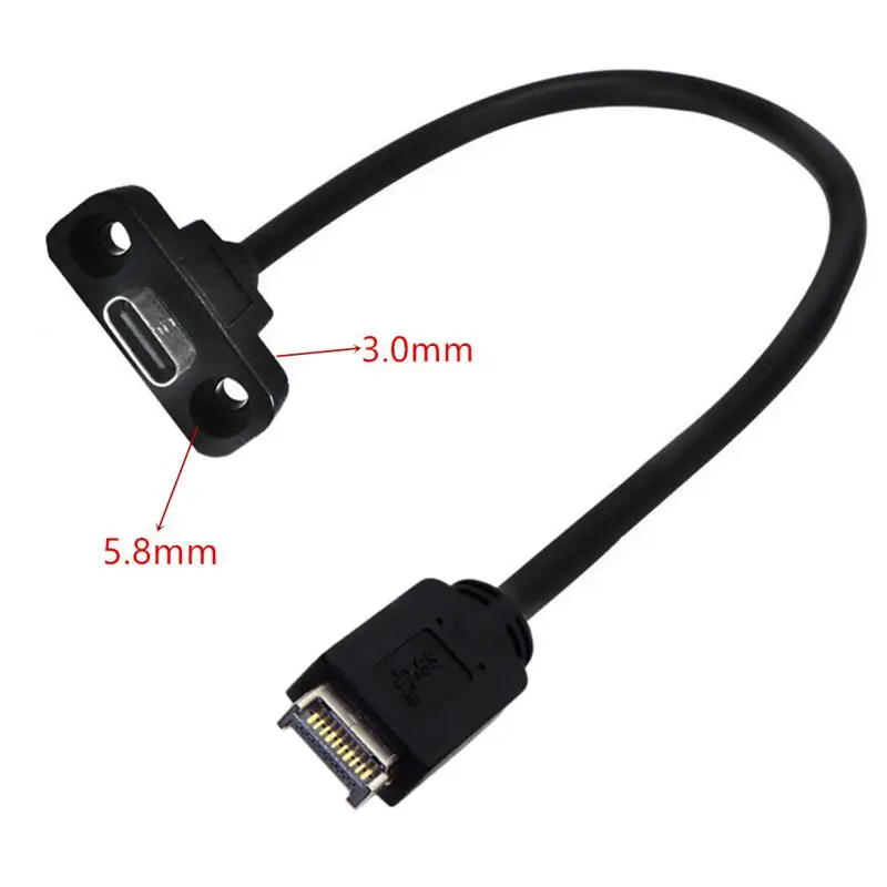 0.3m USB 3.1 Type E to USB Type-C Male Panel With Fixed Hole 10Gbps Connection Cable Gen2 Chassis Built-In Cable