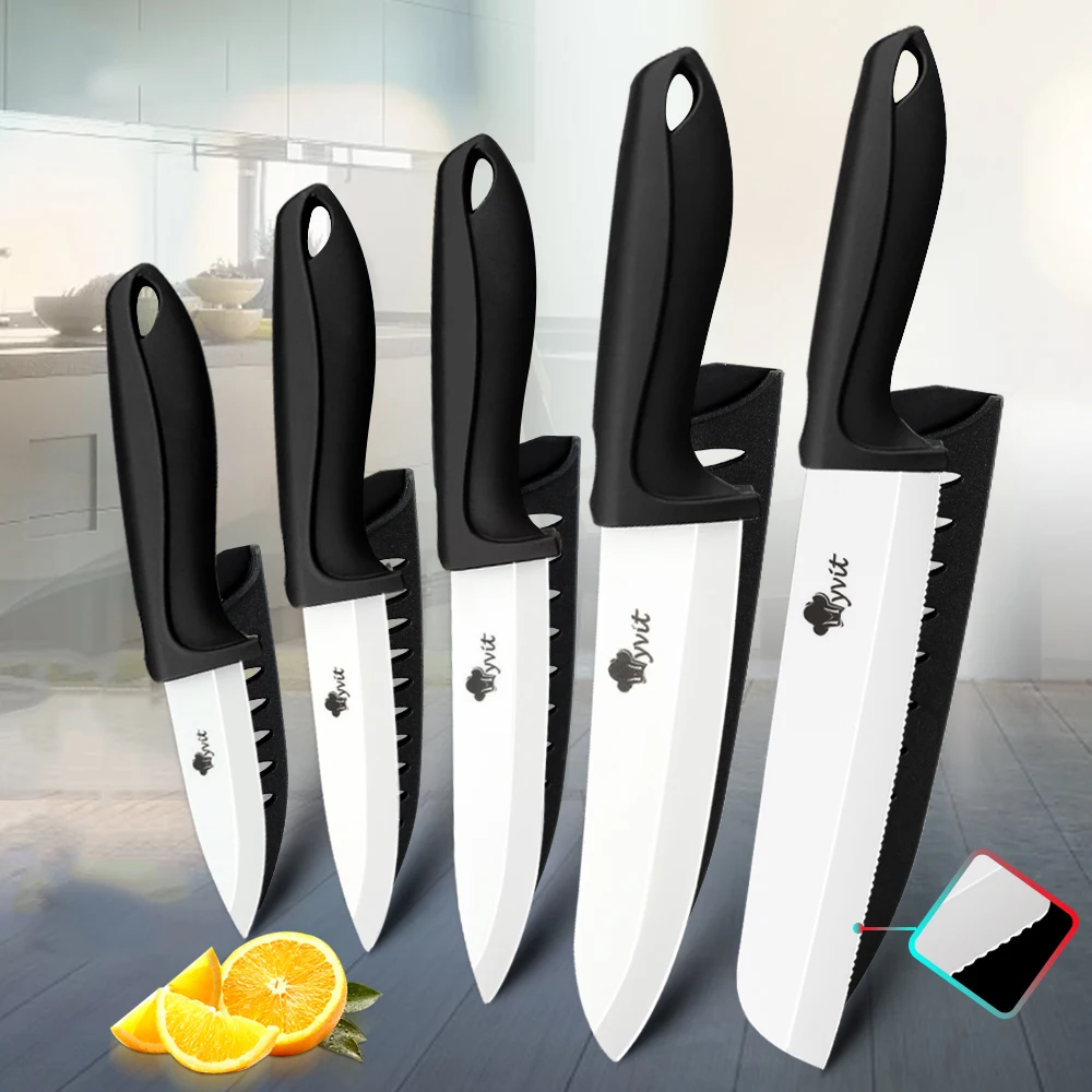 Ceramic Knife 3 4 5 6inch Chef Utility Slicer Serrated Bread Knife Paring Kitchen Ceramic Knives Set Zirconia Blade Cooking Tool