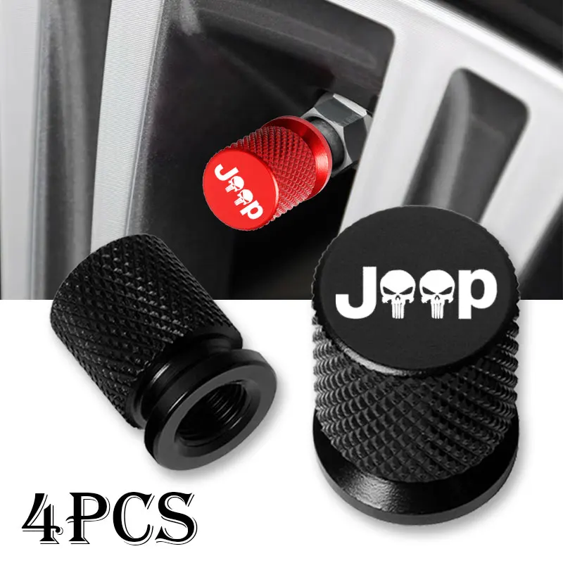 For Jeep Renegade Compass Wrangler Patriot Grand Cherokee Rubicon Car Wheel Tire Valve Caps Tyre Stem Covers Airdust Waterproof