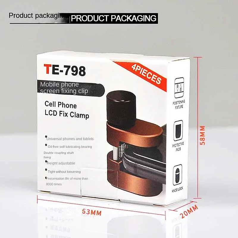 TE-798 4pcs clipe de metal ajustável para telefone tablet computador display LCD fixação de tela suporte braçadeiras de reparo