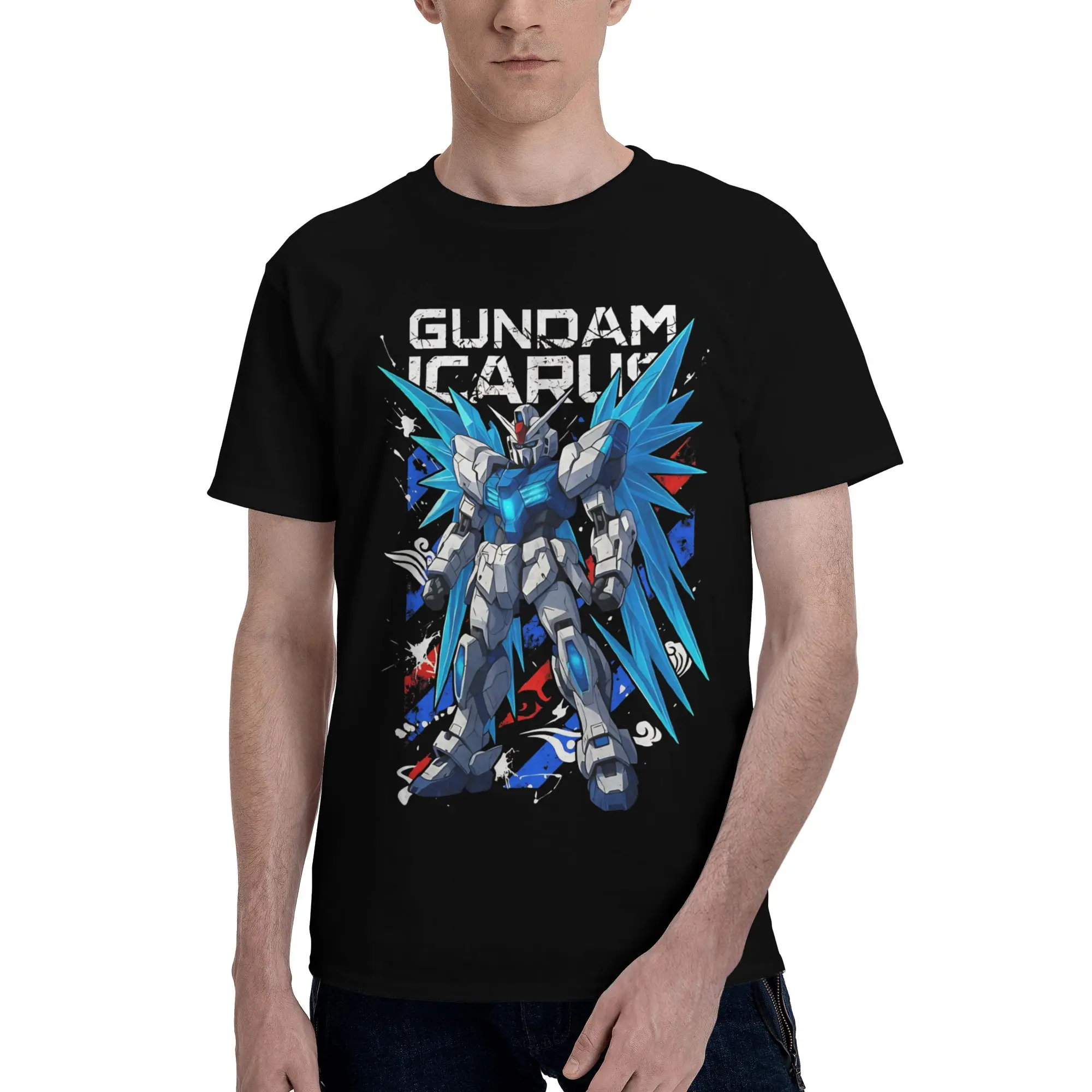 Icarus Graphic 100% Cotton T-Shirt Bandai Gundam Tees Tops For Men