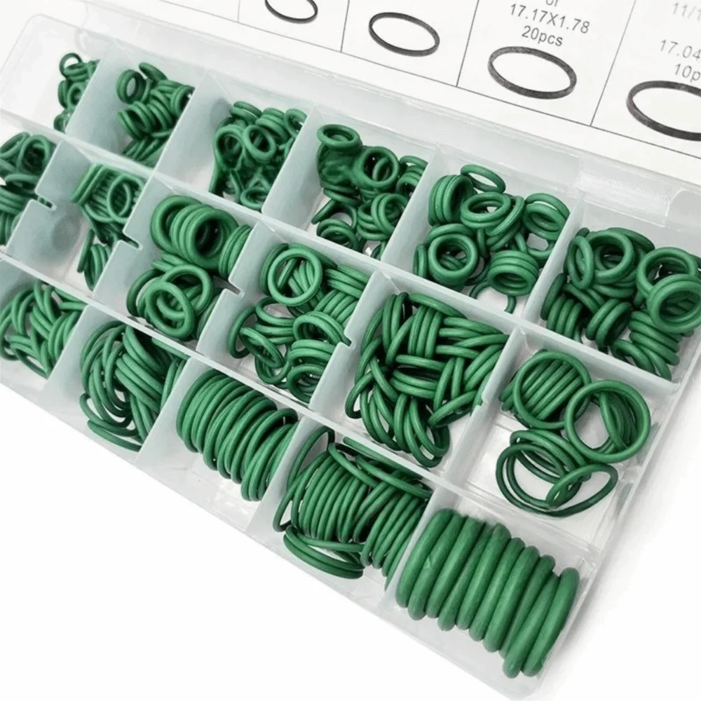 530pcs/set Green Air Conditioning O Ring Kit 18 Size Assortment Set Seal Rubber O-Rings Rubber Accessories Durable