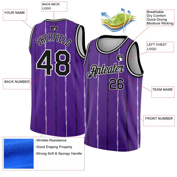 

Custom Purple Black-White Lines Authentic City Edition Basketball Jersey