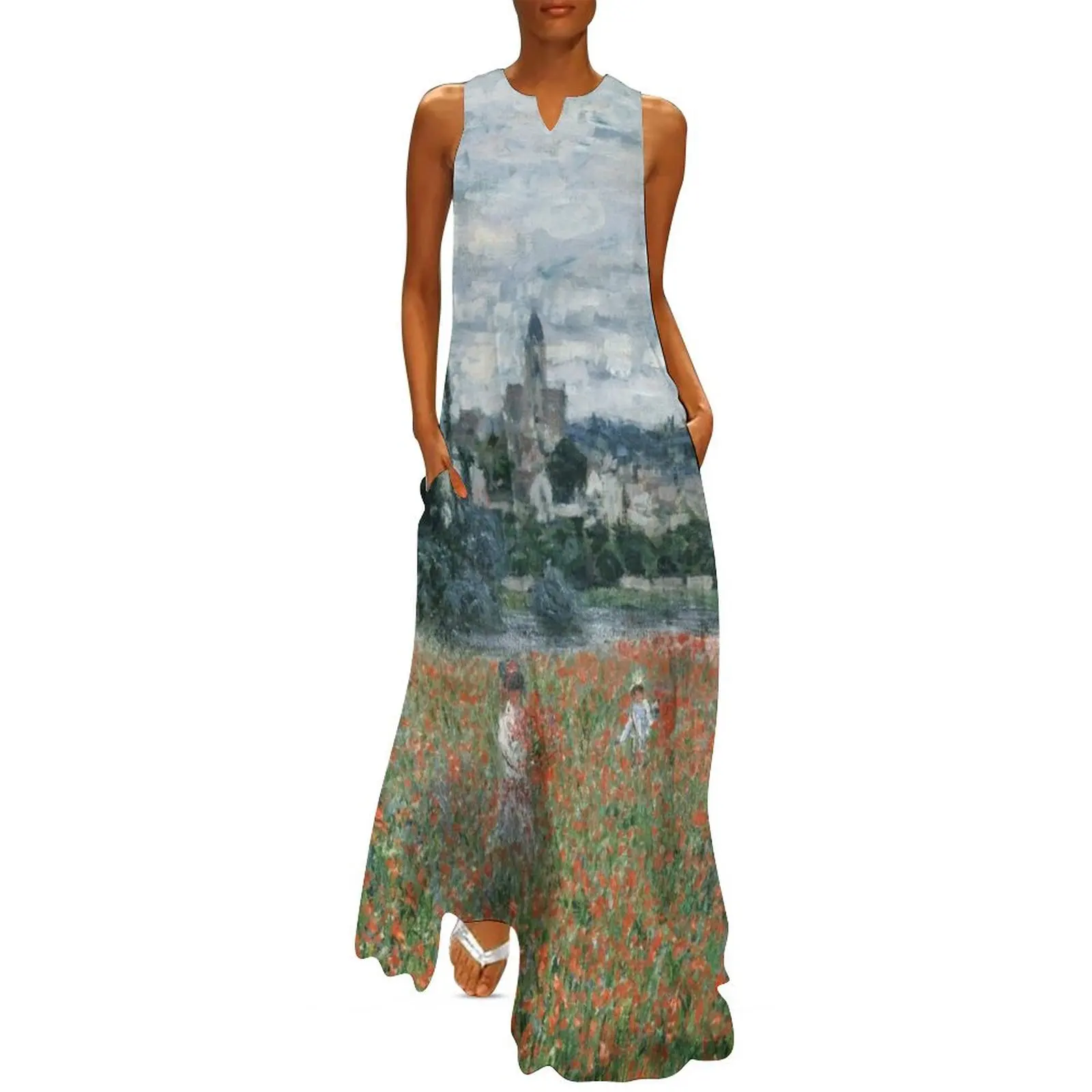 

HD. Champ de coquelicots près de Vétheuil, by Claude Monet. HIGH DEFINITION Long Dress cocktail dresses beach dress