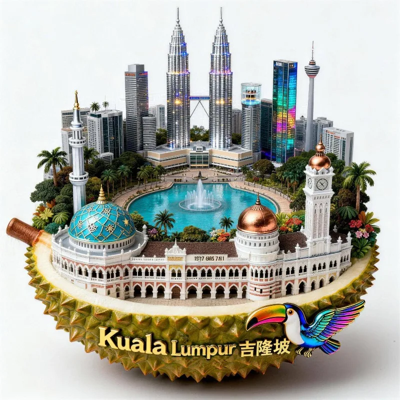 Malaysia Fridge Magnets Metal Material Petronas Twin Towers Souvenirs Kuala Lumpur Fridge Stickers Birthday Gifts Home Decor