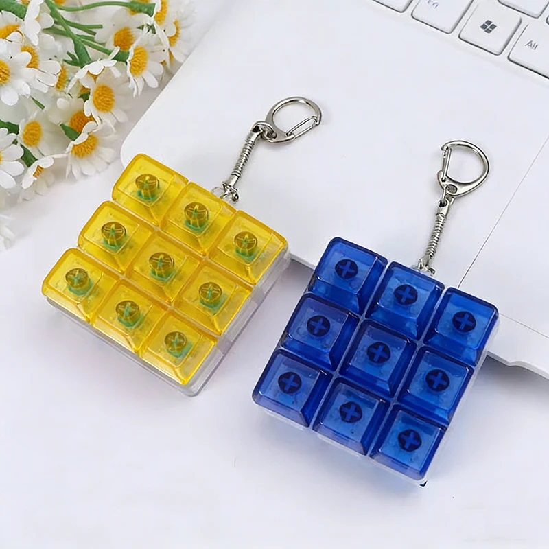 1PC ABS PC 9-Key Keyboard Fidget Toy Axis Tester Portable Keychain Clicker Fidgets For Office Desk Gift Accessories