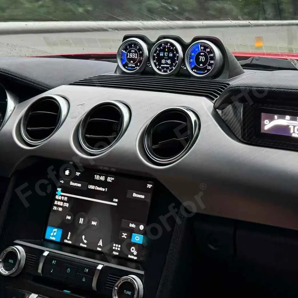 US Stock Three Zone Screen Car Digital Cluster Virtual Cockpit Screen For Ford Mustang 2015-2023 Odometer Dashboard Speed Meter