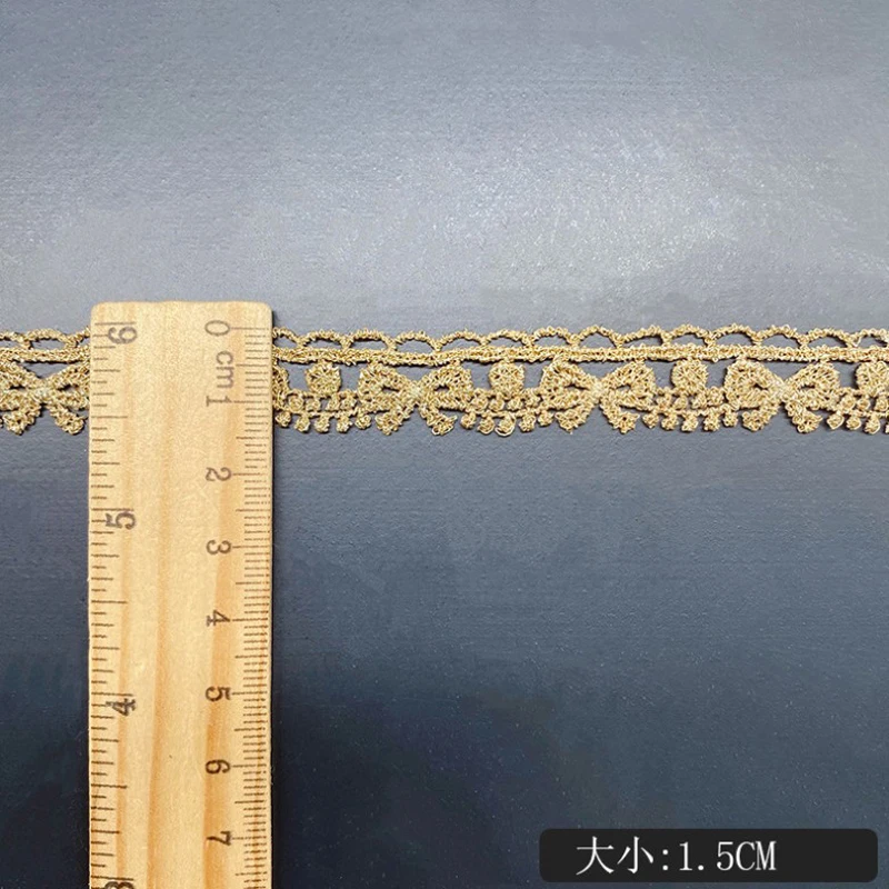 5-20Yds 1.5cm Wide Golden Hollow Fabric Diy Wedding Gold Thread Embroidery Lace Accessories Doll Dress,Bra,