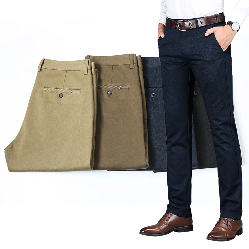 

2025 Spring Autumn New Men's Printed Casual Pants Business Fashion High Quality Cotton Elasticity Straight Trousers Male Brand