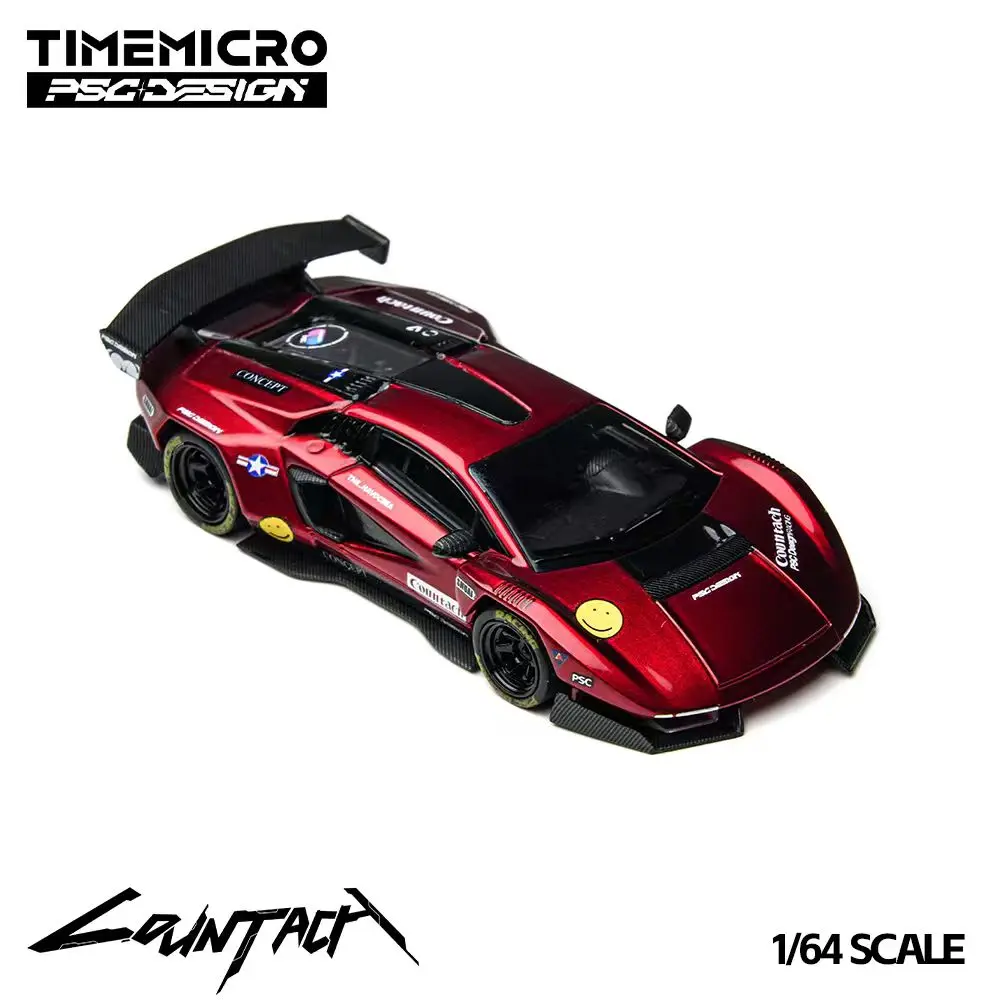 タイムマイクロ × PSCデザイン 1:64 カウンターシェ “V” スカーレット合金 プレミアムダイキャストビークルモデル おもちゃ コレクタブルディスプレイ