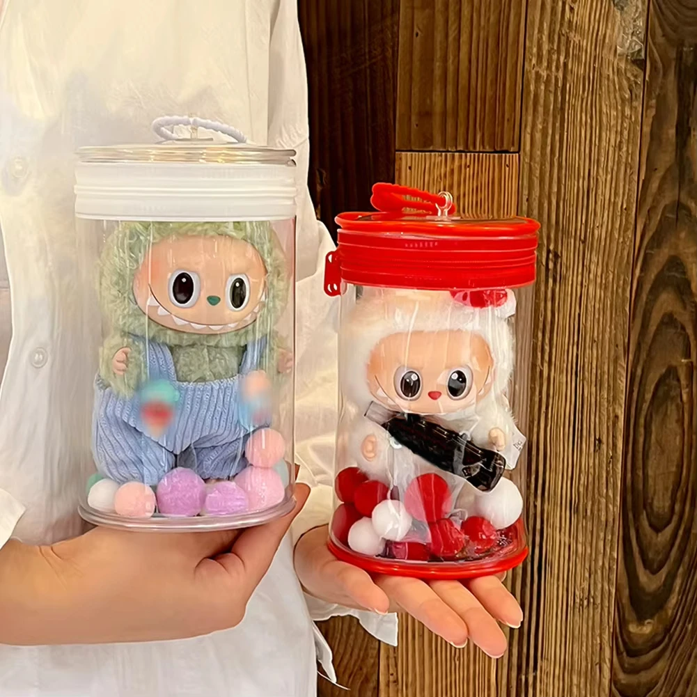 Funda protectora para muñeca, funda transparente para exhibición de muñeca, cubierta antipolvo, bolsa con cremallera, organizador, accesorios para muñecas con bolas de colores aleatorios