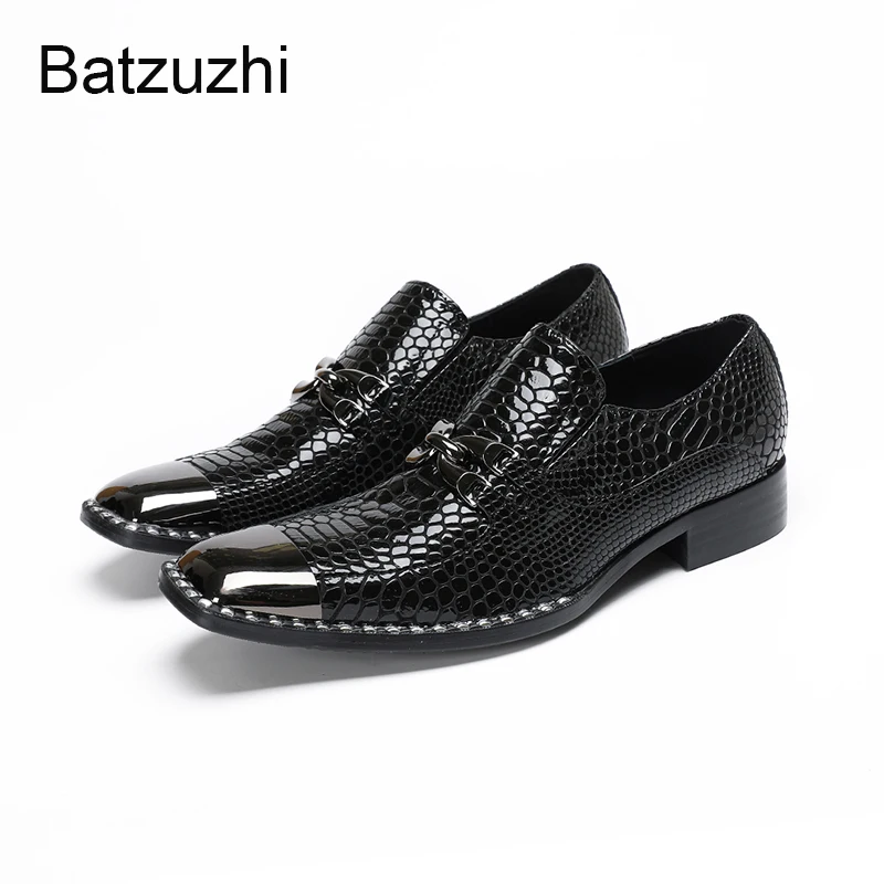 

Batzuzhi Low Heels Black Men's Leather Dress Shoes Slip on Formal Leather Business, Party and Wedding Shoes for Man