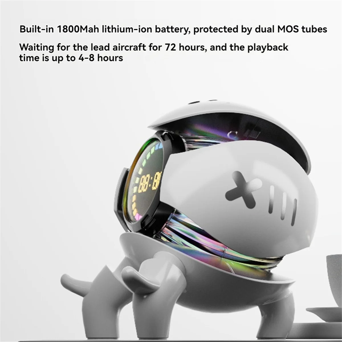 

A97ZZ Smart Robot Monster Bluetooth Speaker Portable Stereo Alarm Clock AI Interactive Toys Wireless Audio TF Card FM Radio,B